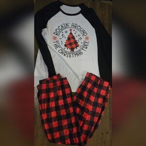 Women Large Men Medium Plaid Christmas Holiday Pajama Set Long Sleeve Long Pants